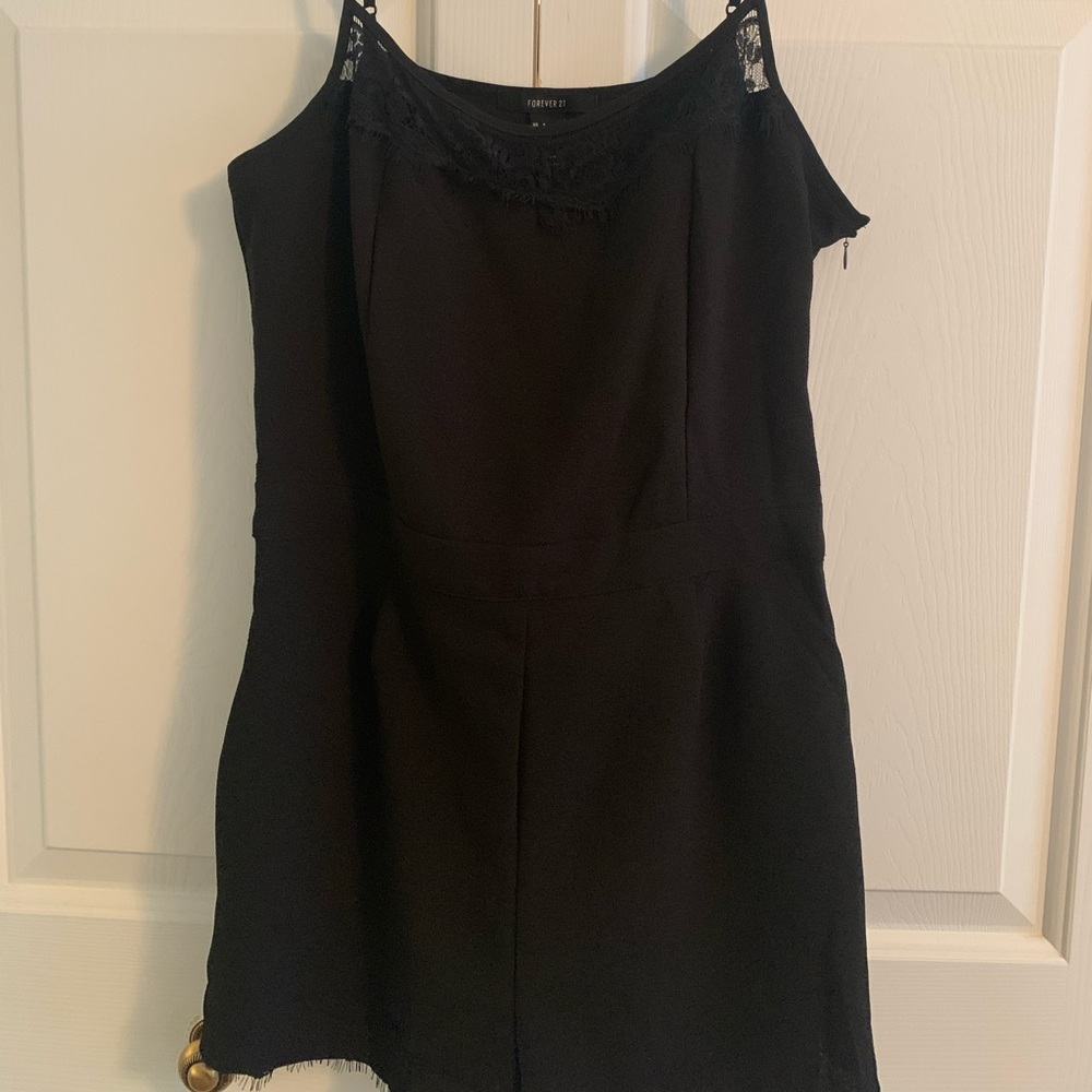 Black romper with lace detail
